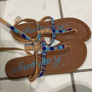 Blue beaded strappy sandals